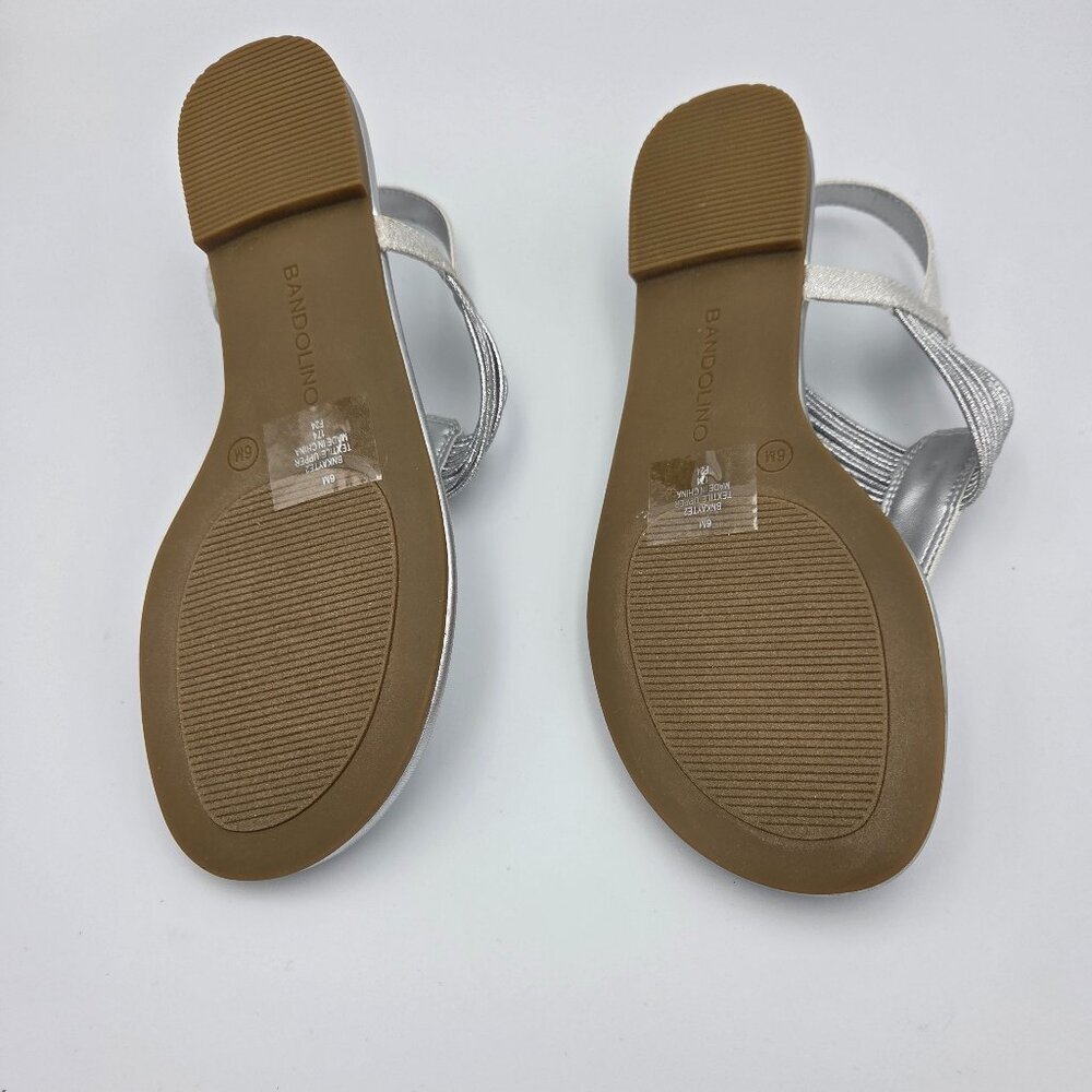 Bandolino 6M Silver Multi Fabric Glistening Sandals w/Ankle Strap - Picture 3 of 4